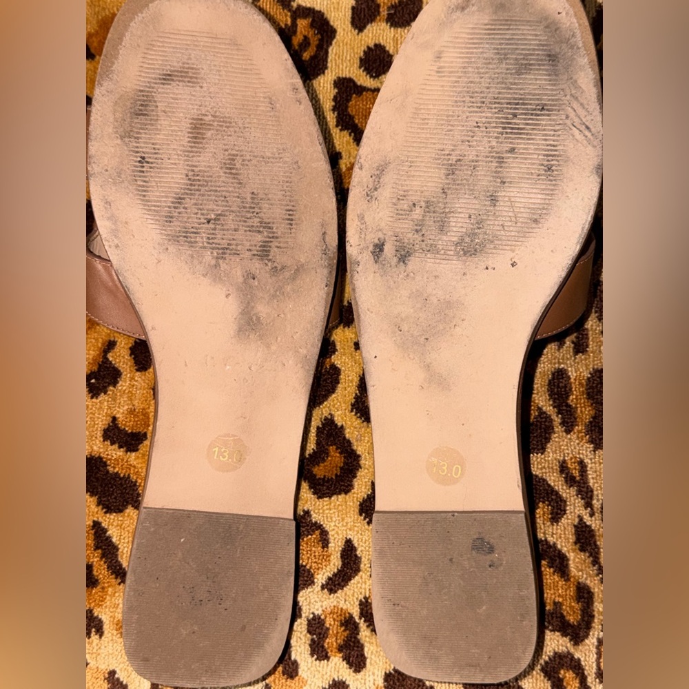 Steve Madden Tan Brown Slip-On Leather Sandals size 13M - Picture 4 of 8